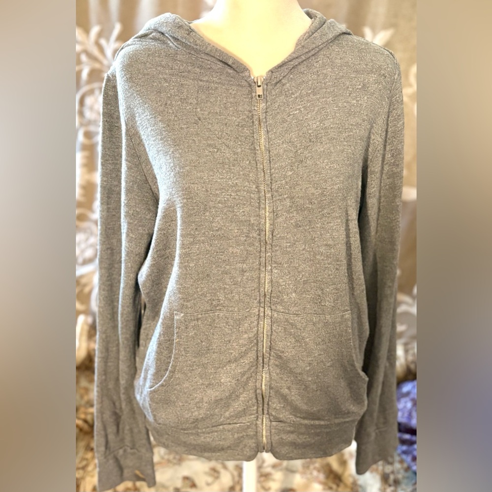 Monrow Gray Zippered Long Sleeve Hoodie Sz M